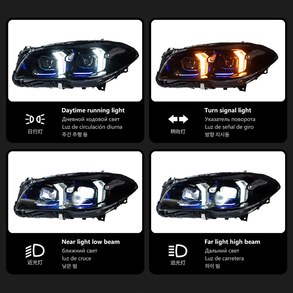 For BMW 5 Series F10 2010-2017 Snake Eyes Style LED Lens Headlights Assembly Upgrade