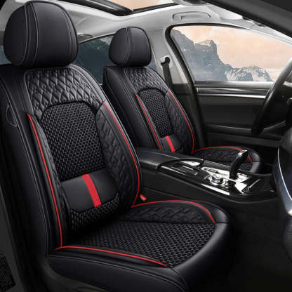 Luxury 3D Car Seat Covers – 5-Piece Waterproof Faux Leather & Ice Silk, Universal Fit for Sedans, SUVs & Trucks