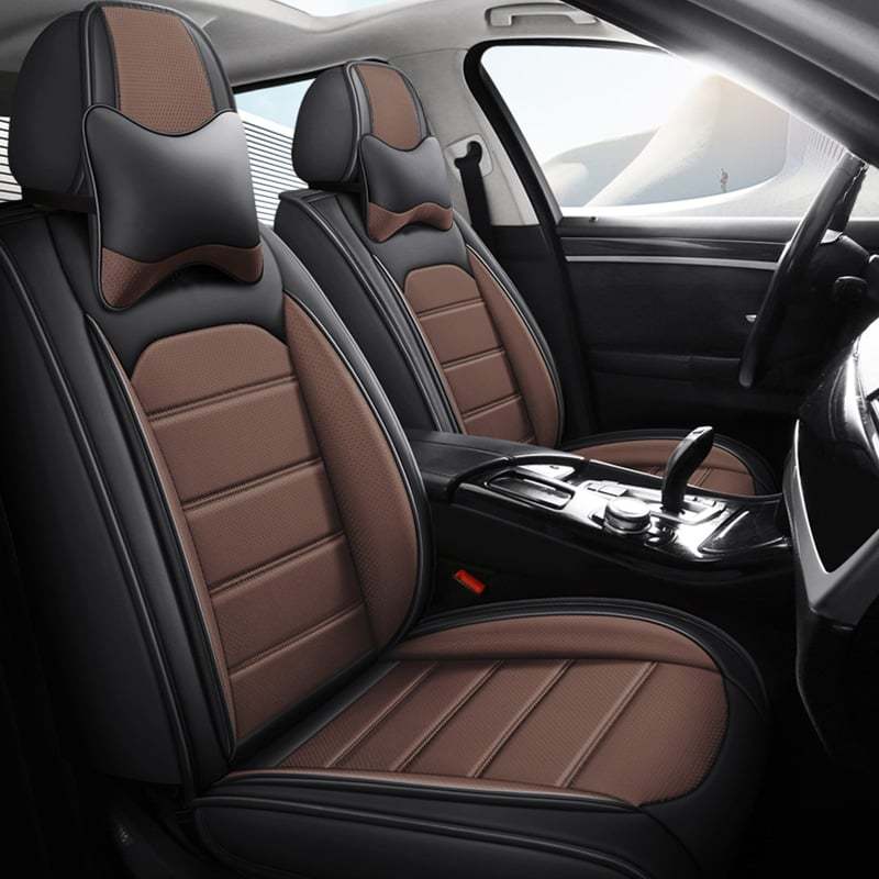 Delicate Leather Car Seat Covers Full Set, Custom For Your Cars, Waterproof Leather Front Rear Seat Automotive Protection Cushions, Car Accessories