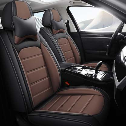 Delicate Leather Car Seat Covers Full Set, Custom For Your Cars, Waterproof Leather Front Rear Seat Automotive Protection Cushions, Car Accessories