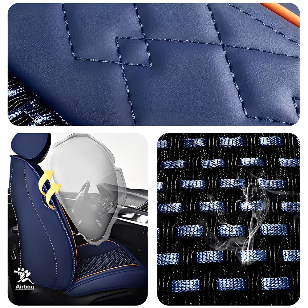 Luxury 3D Car Seat Covers – 5-Piece Waterproof Faux Leather & Ice Silk, Universal Fit for Sedans, SUVs & Trucks