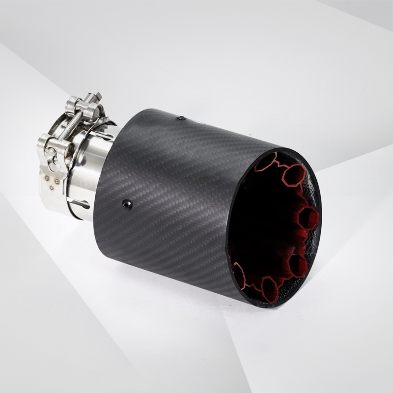 Universal Carbon Fiber Red Polygonal Aluminum Alloy Exhaust Tail Throat