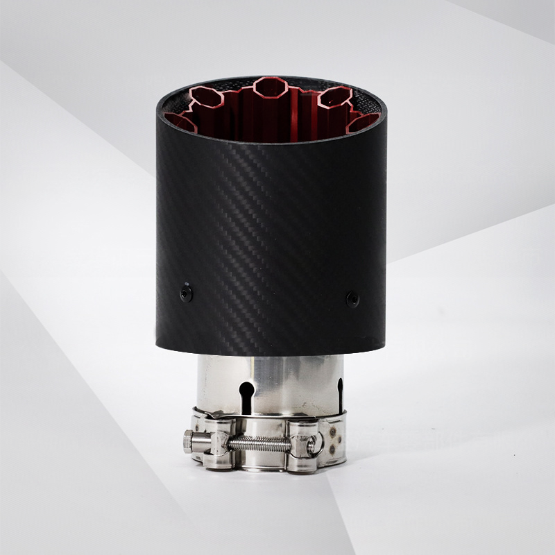 Universal Carbon Fiber Red Polygonal Aluminum Alloy Exhaust Tail Throat