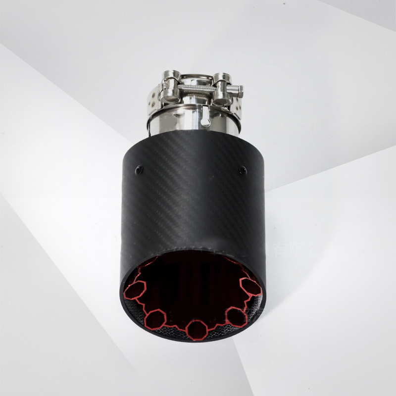Universal Carbon Fiber Red Polygonal Aluminum Alloy Exhaust Tail Throat