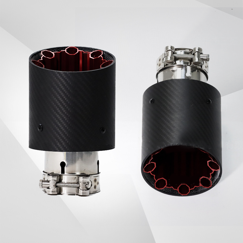 Universal Carbon Fiber Red Polygonal Aluminum Alloy Exhaust Tail Throa