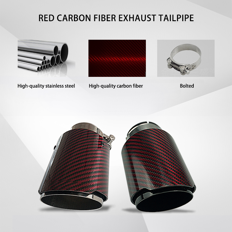 Red Carbon Fiber Tail Throat Car Exhaust Pipe Universally Modified Car Parts Exhaust Pipe Tip