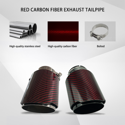 Red Carbon Fiber Tail Throat Car Exhaust Pipe Universally Modified Car Parts Exhaust Pipe Tip