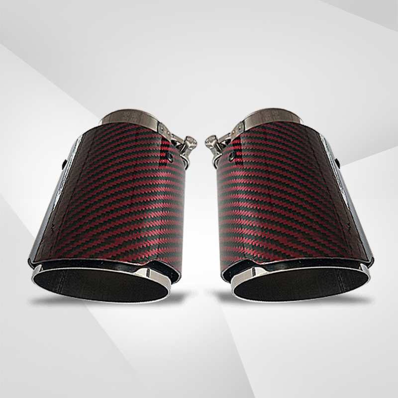 Red Carbon Fiber Tail Throat Car Exhaust Pipe Universally Modified Car
