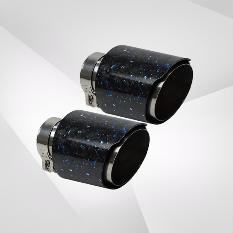 Universal Carbon Fiber Forged Pattern Exhaust Tip - Multicolor Stainle