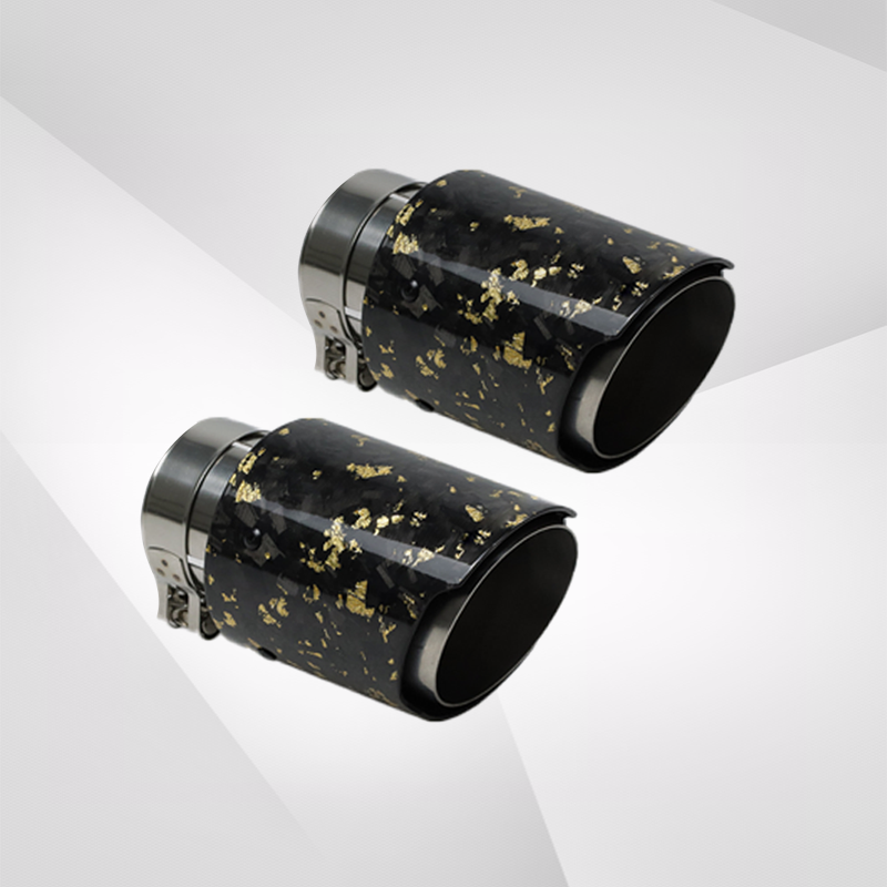 Universal Carbon Fiber Forged Pattern Exhaust Tip - Multicolor Stainless Steel Tailpipe Upgrade