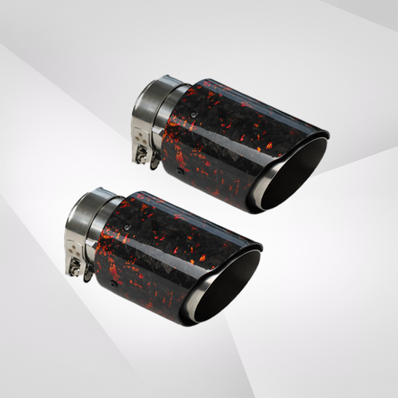 Universal Carbon Fiber Forged Pattern Exhaust Tip - Multicolor Stainless Steel Tailpipe Upgrade