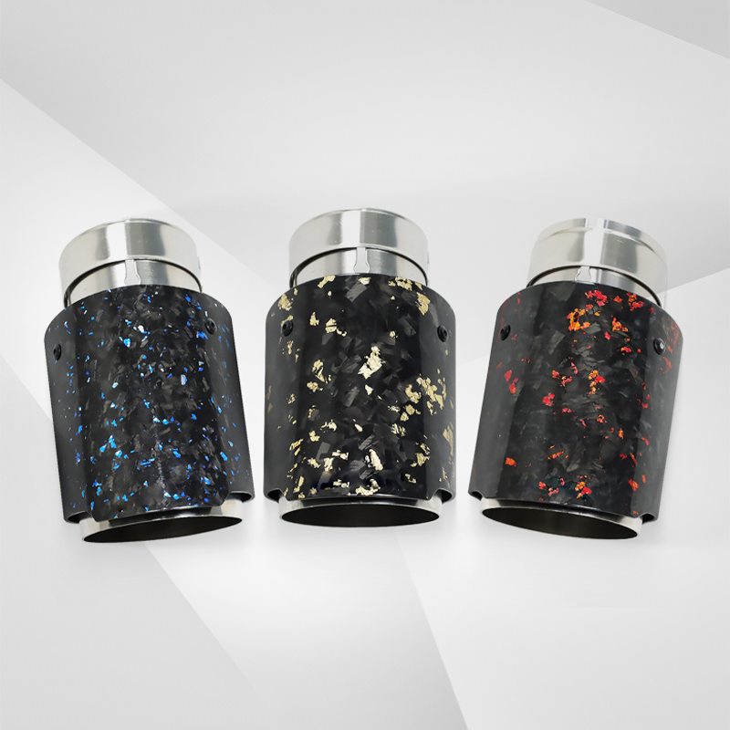 Universal Carbon Fiber Forged Pattern Exhaust Tip - Multicolor Stainless Steel Tailpipe Upgrade