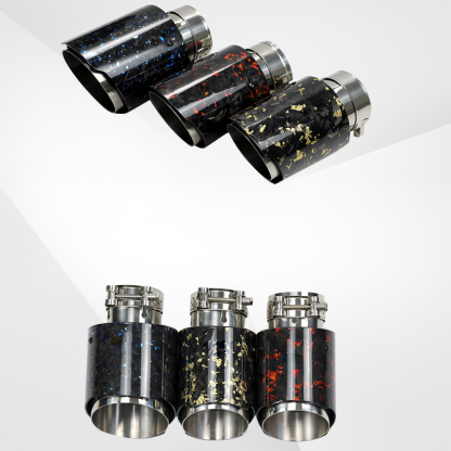 Universal Carbon Fiber Forged Pattern Exhaust Tip - Multicolor Stainless Steel Tailpipe Upgrade