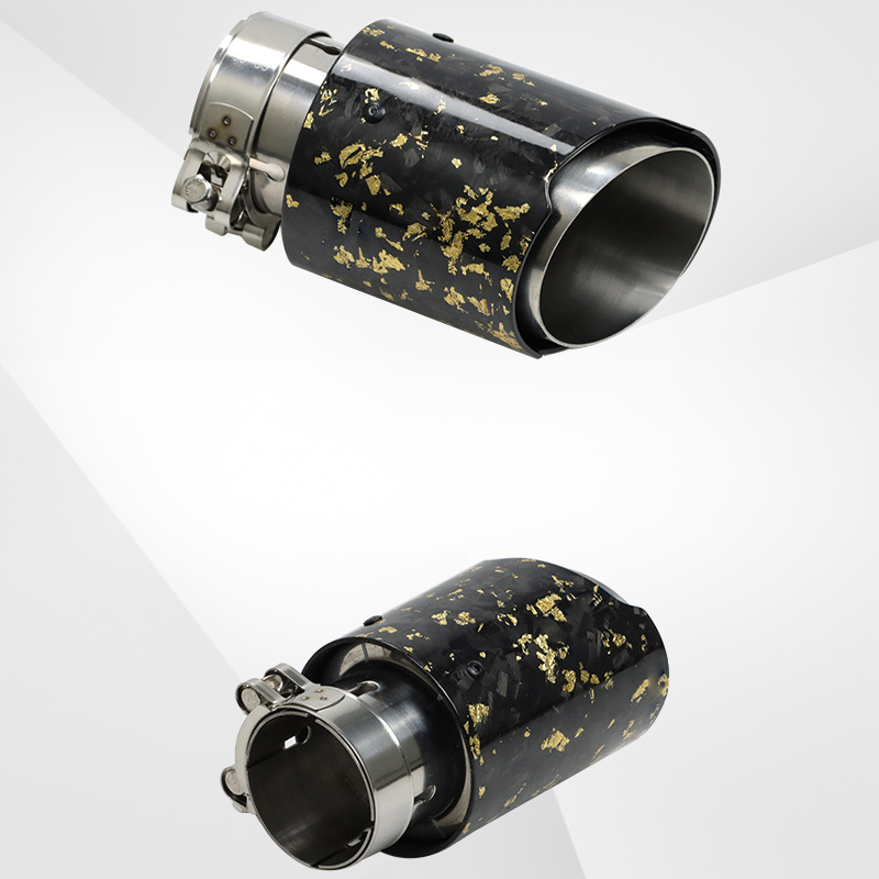 Universal Carbon Fiber Forged Pattern Exhaust Tip - Multicolor Stainless Steel Tailpipe Upgrade