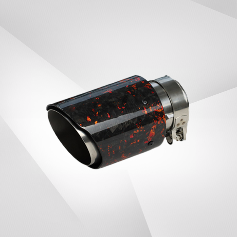 Universal Carbon Fiber Forged Pattern Exhaust Tip - Multicolor Stainless Steel Tailpipe Upgrade