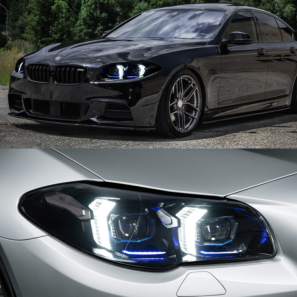 For BMW 5 Series F10 2010-2017 Snake Eyes Style LED Lens Headlights Assembly Upgrade