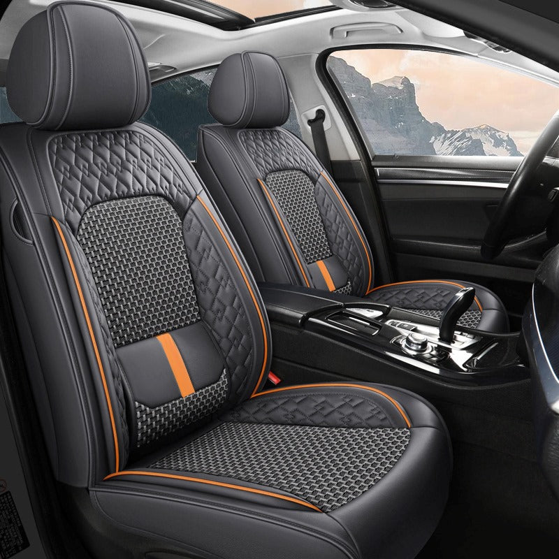 Luxury 3D Car Seat Covers – 5-Piece Waterproof Faux Leather & Ice Silk, Universal Fit for Sedans, SUVs & Trucks