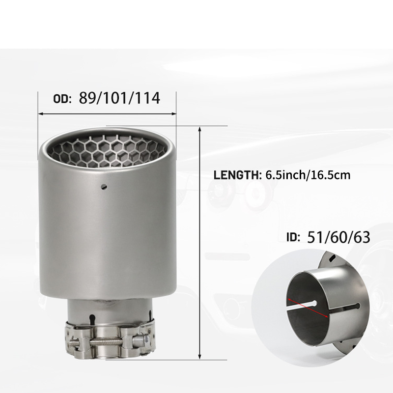 1pcs Matte Stainless Steel Car Decorative Muffler Modified Honeycomb E