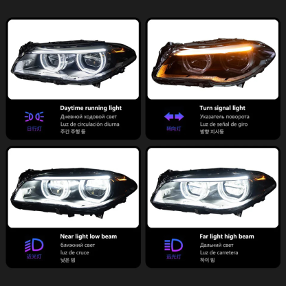 For BMW 5 Series F10 (2011–2017) OEM LCI Style LED Headlights Upgrade Fits – Factory HID Models Only