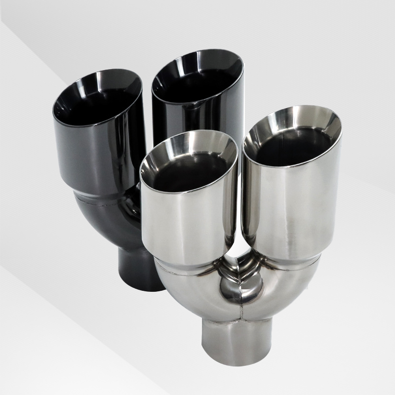 Dual Slant-Cut Stainless Steel Exhaust Tip – 3" Inlet, 8.27" Outlet, 12" Long Universal Bolt-On Exhaust Pipe