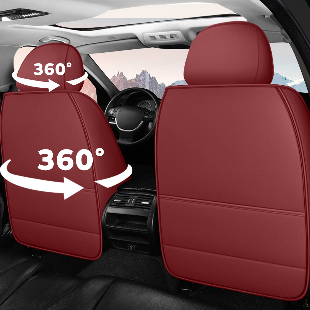 AmanCarport Universal 5-Seat Car Seat Covers – Faux Leather & Ice Silk Full Set, Breathable & Airbag Compatible