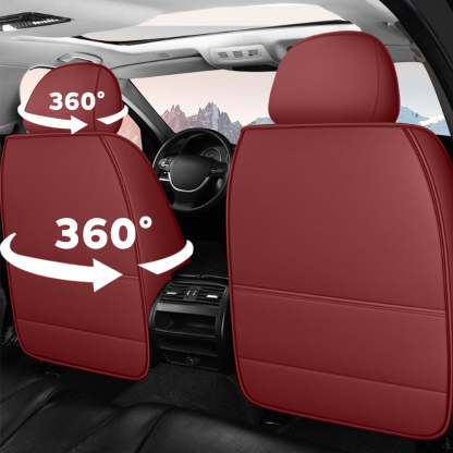 AmanCarport Universal 5-Seat Car Seat Covers – Faux Leather & Ice Silk Full Set, Breathable & Airbag Compatible