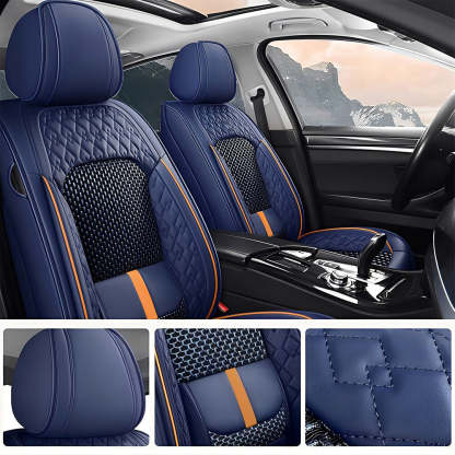 Luxury 3D Car Seat Covers – 5-Piece Waterproof Faux Leather & Ice Silk, Universal Fit for Sedans, SUVs & Trucks