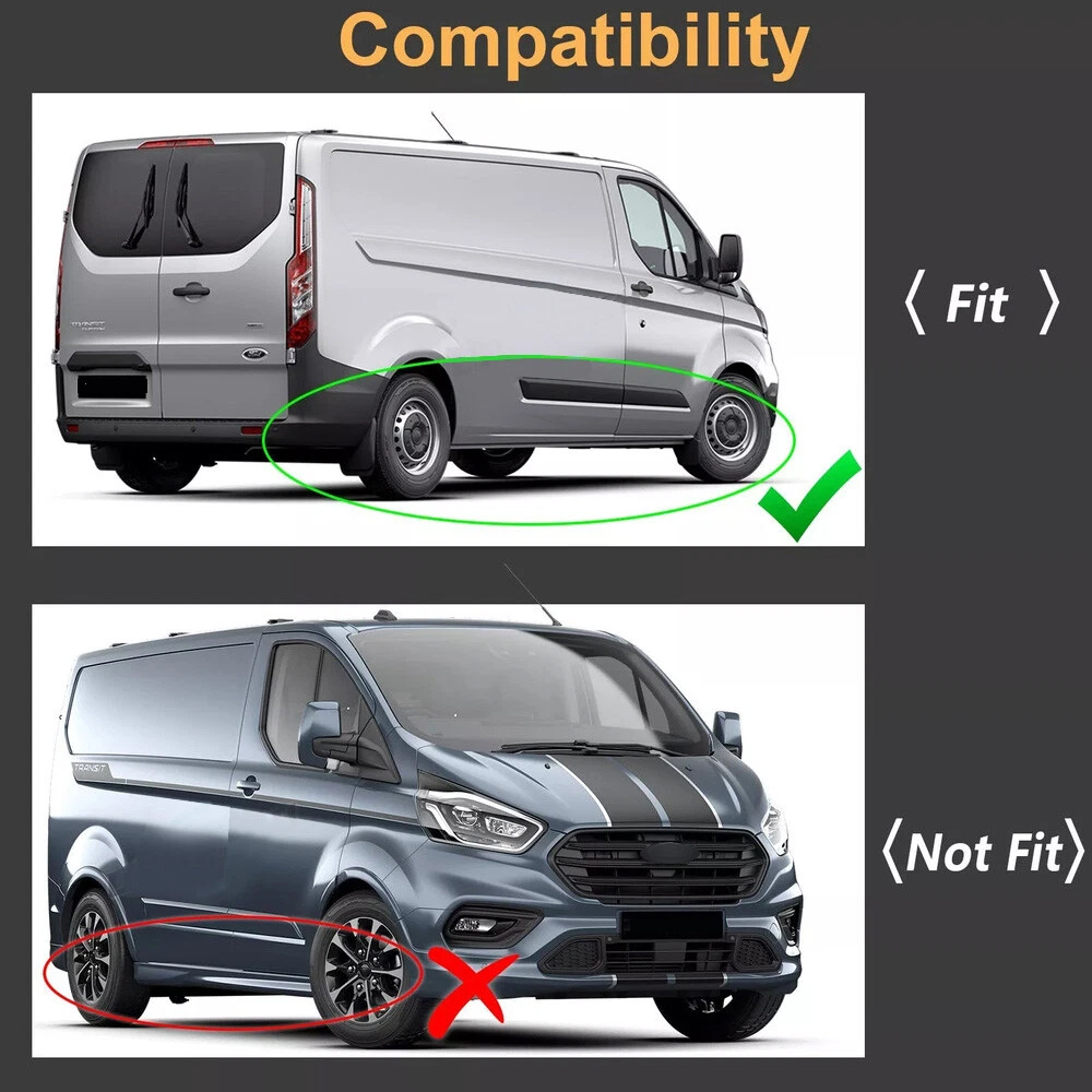 Mud Flaps for 2012–2017 Ford Transit Custom (4PCS) - Front & Rear Splash Guards