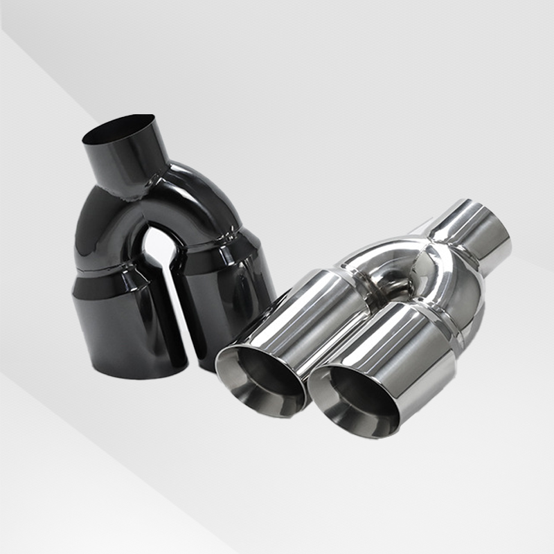 Dual Slant-Cut Stainless Steel Exhaust Tip – 3" Inlet, 8.27" Outlet, 12" Long Universal Bolt-On Exhaust Pipe