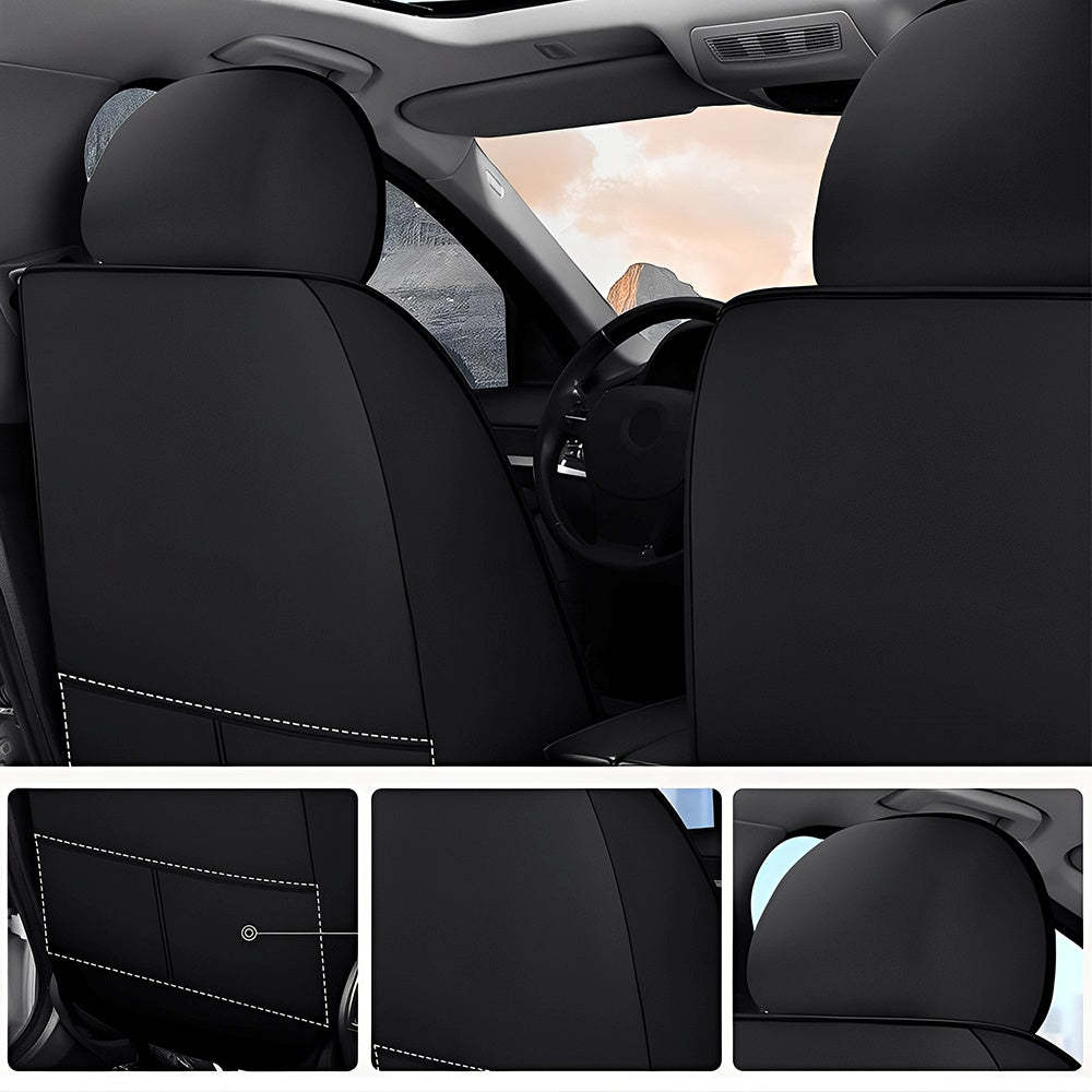 AmanCarport Universal Car Seat Covers 5-Piece Full Set – Premium Faux Leather & Ice Silk, Waterproof & Airbag Compatible