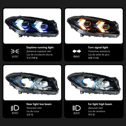 LED Headlight For BMW 5 Series F10 2011–2017 Facelift Style Assembly Pair
