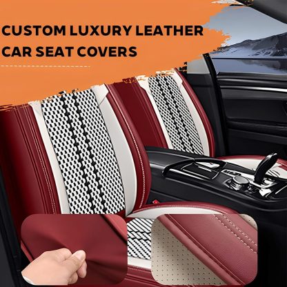 Amancarport Universal Leather Car Seat Covers Full Set - Breathable Leather and Ice Silk Front and Rear Seat Covers
