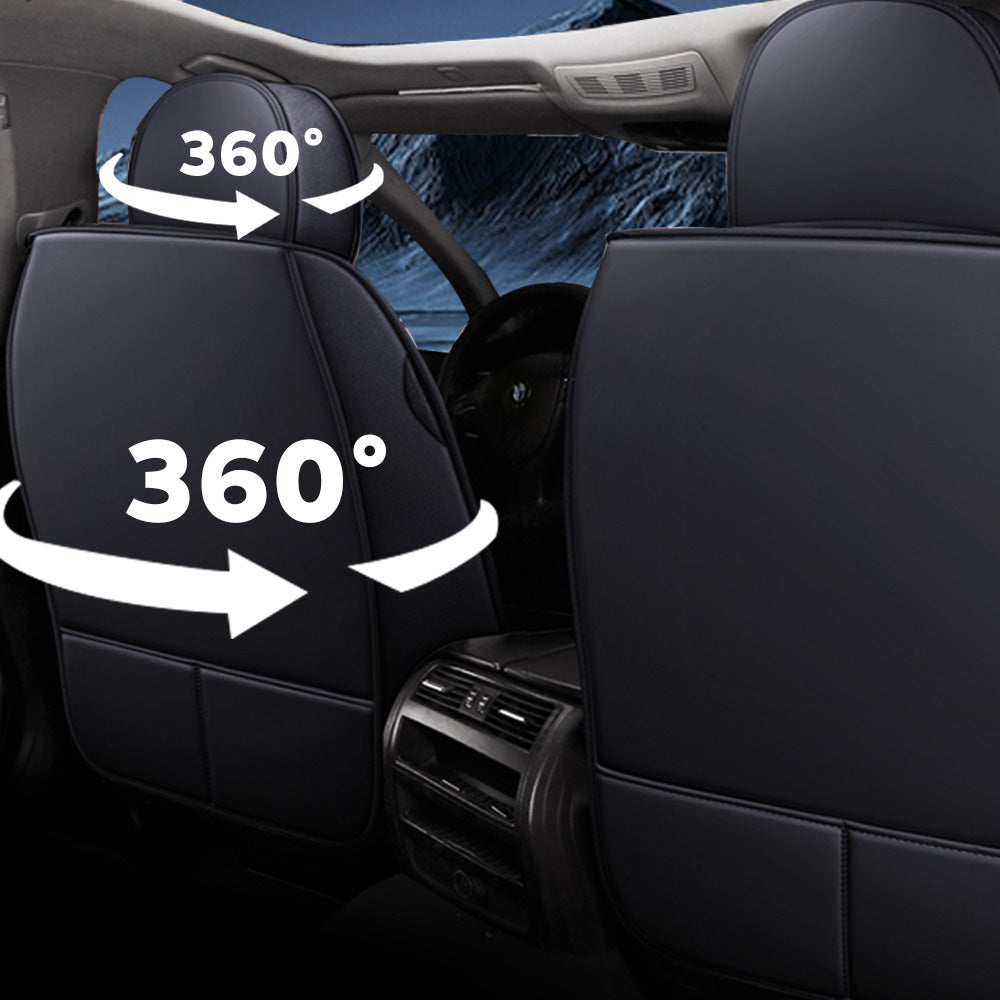 Universal 5-Seat Faux Leather Car Seat Covers Full Set – Waterproof & Airbag Safe Fit for Most Vehicles