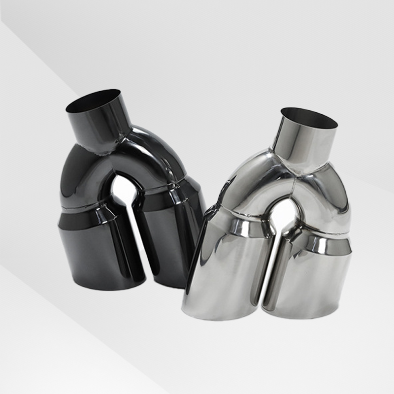 Dual Slant-Cut Stainless Steel Exhaust Tip – 3" Inlet, 8.27" Outlet, 12" Long Universal Bolt-On Exhaust Pipe