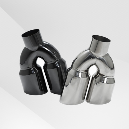 Dual Slant-Cut Stainless Steel Exhaust Tip – 3" Inlet, 8.27" Outlet, 12" Long Universal Bolt-On Exhaust Pipe