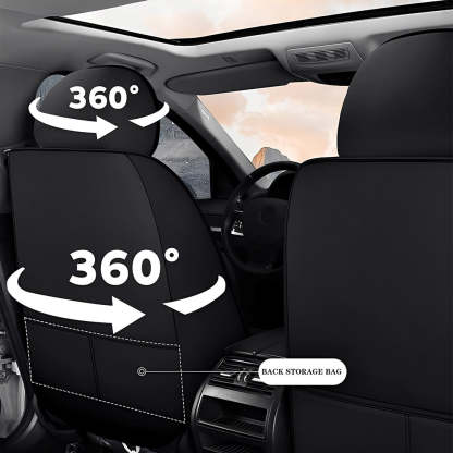 AmanCarport Universal Car Seat Covers 5-Piece Full Set – Premium Faux Leather & Ice Silk, Waterproof & Airbag Compatible