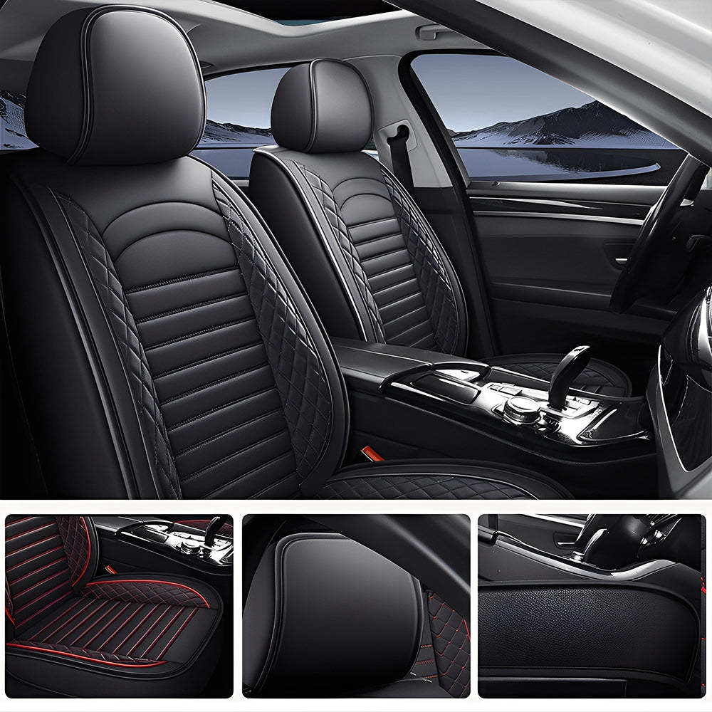 5-Piece Car Seat Covers Full Set – Universal Faux Leather Cushions for Cars, SUVs & Trucks