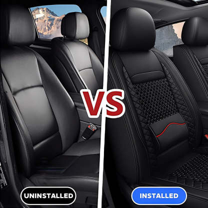 AmanCarport Universal Car Seat Covers 5-Piece Full Set – Premium Faux Leather & Ice Silk, Waterproof & Airbag Compatible