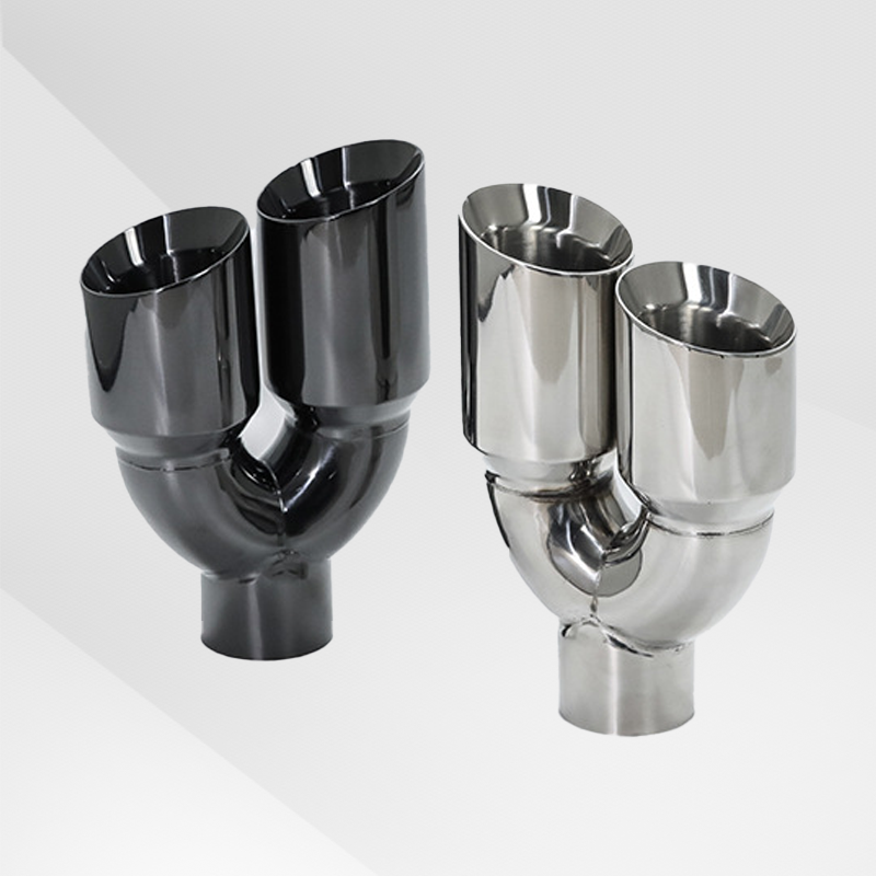 Dual Slant-Cut Stainless Steel Exhaust Tip – 3" Inlet, 8.27" Outlet, 12" Long Universal Bolt-On Exhaust Pipe