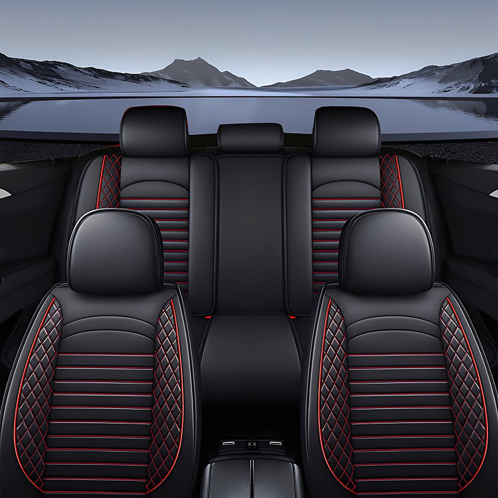 5-Piece Car Seat Covers Full Set – Universal Faux Leather Cushions for Cars, SUVs & Trucks