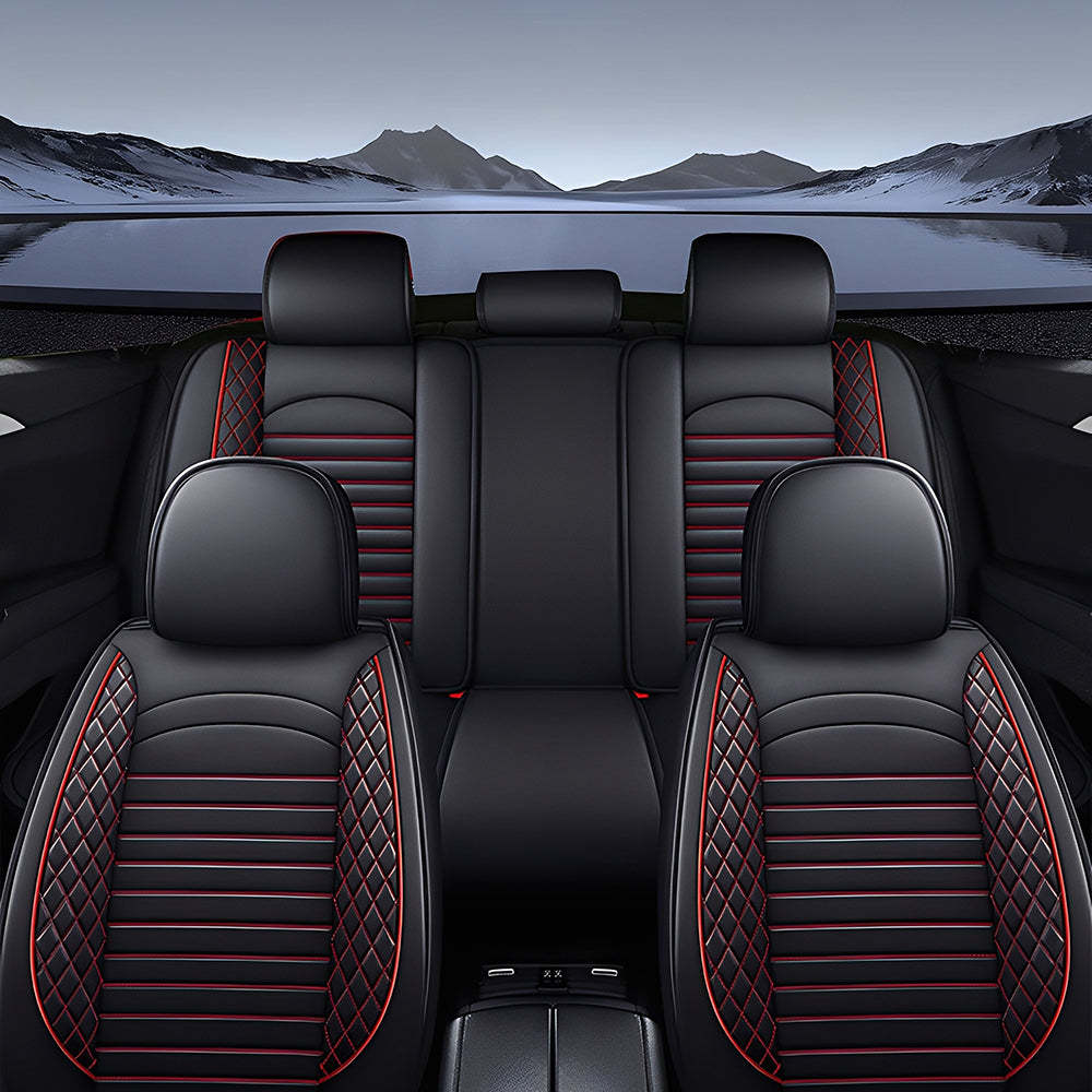 5-Piece Car Seat Covers Full Set – Universal Faux Leather Cushions for Cars, SUVs & Trucks