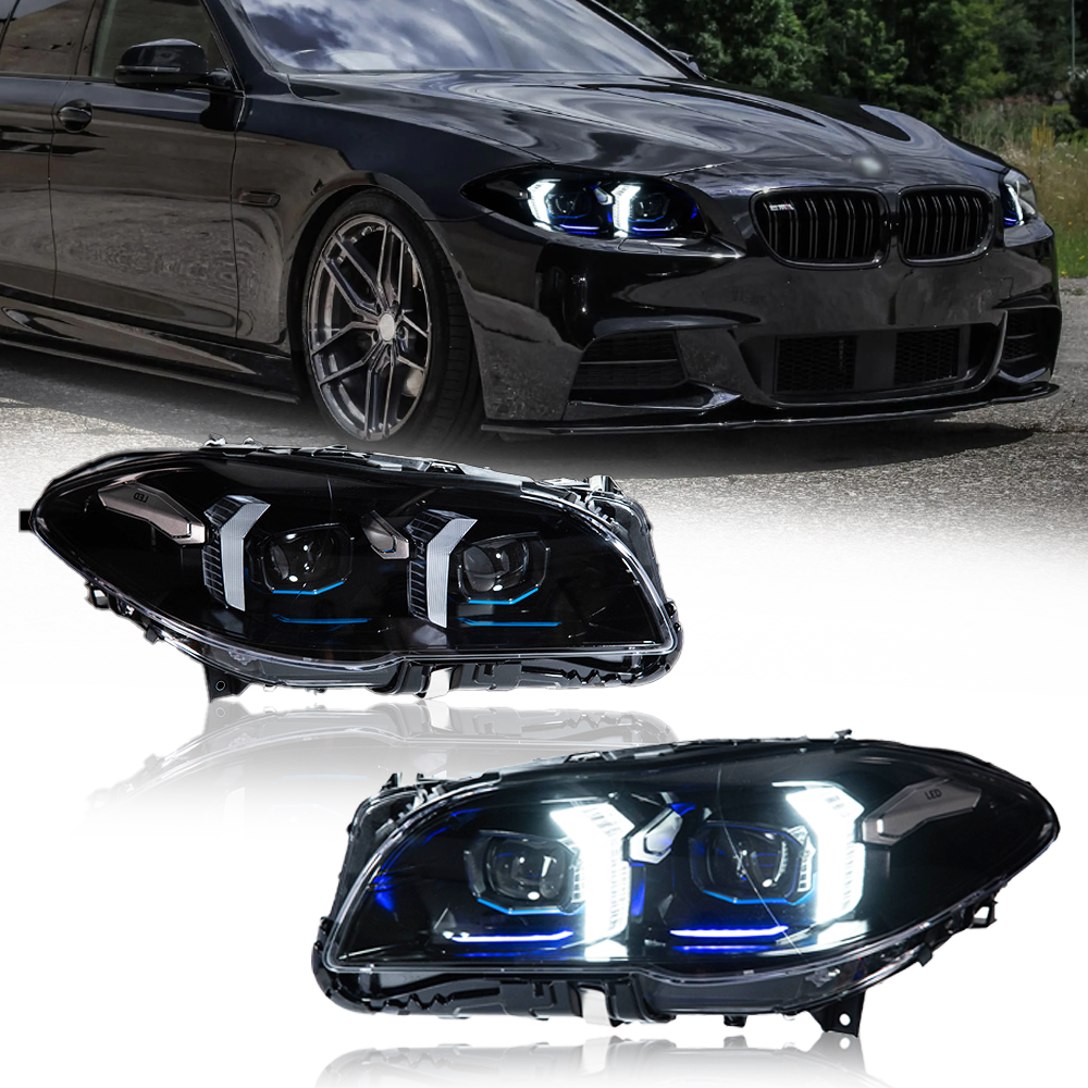 For BMW 5 Series F10 2010-2017 Snake Eyes Style LED Lens Headlights Assembly Upgrade