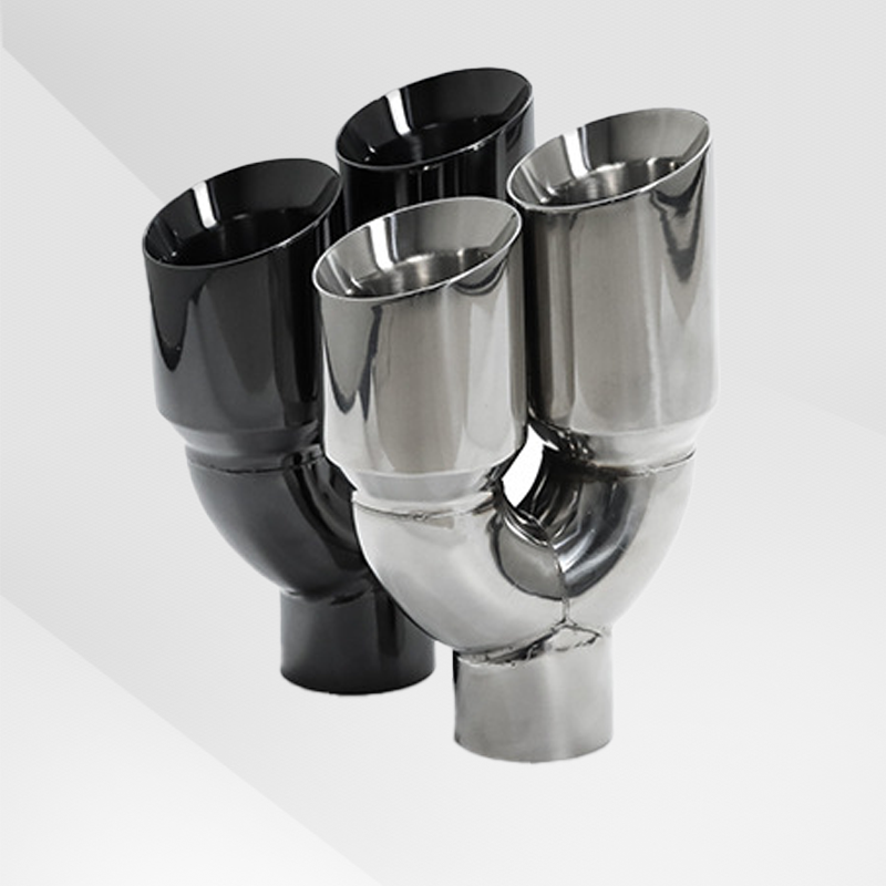 Dual Slant-Cut Stainless Steel Exhaust Tip – 3" Inlet, 8.27" Outlet, 12" Long Universal Bolt-On Exhaust Pipe