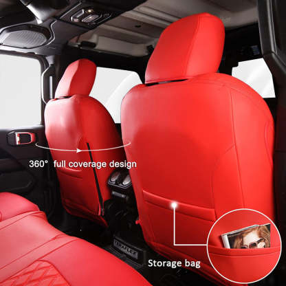Premium Leather Car Seat Covers Full Set for Jeep Wrangler (2007-2024)