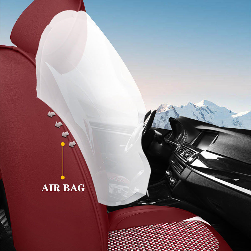 AmanCarport Universal 5-Seat Car Seat Covers – Faux Leather & Ice Silk Full Set, Breathable & Airbag Compatible