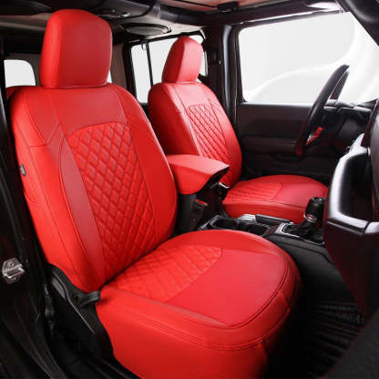Premium Leather Car Seat Covers Full Set for Jeep Wrangler (2007-2024)
