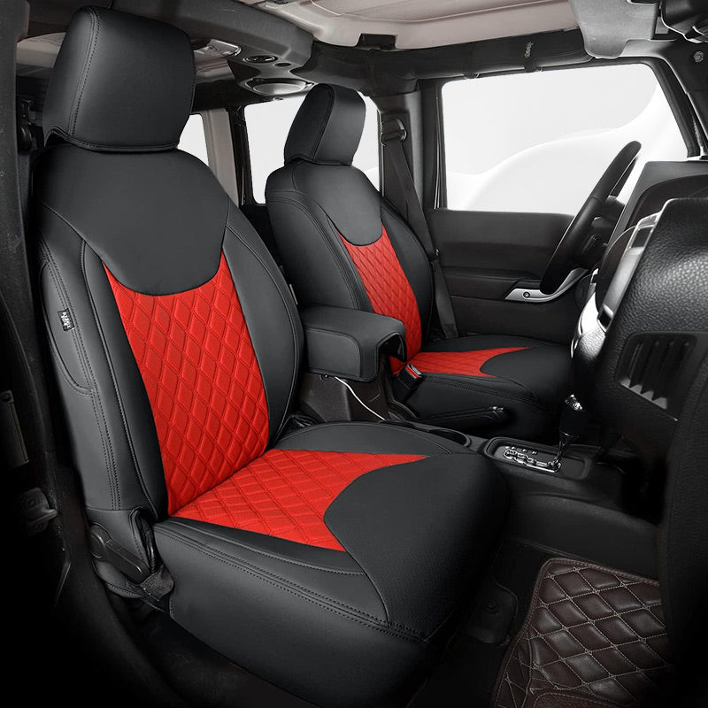 Premium Leather Car Seat Covers Full Set for Jeep Wrangler (2007-2024)