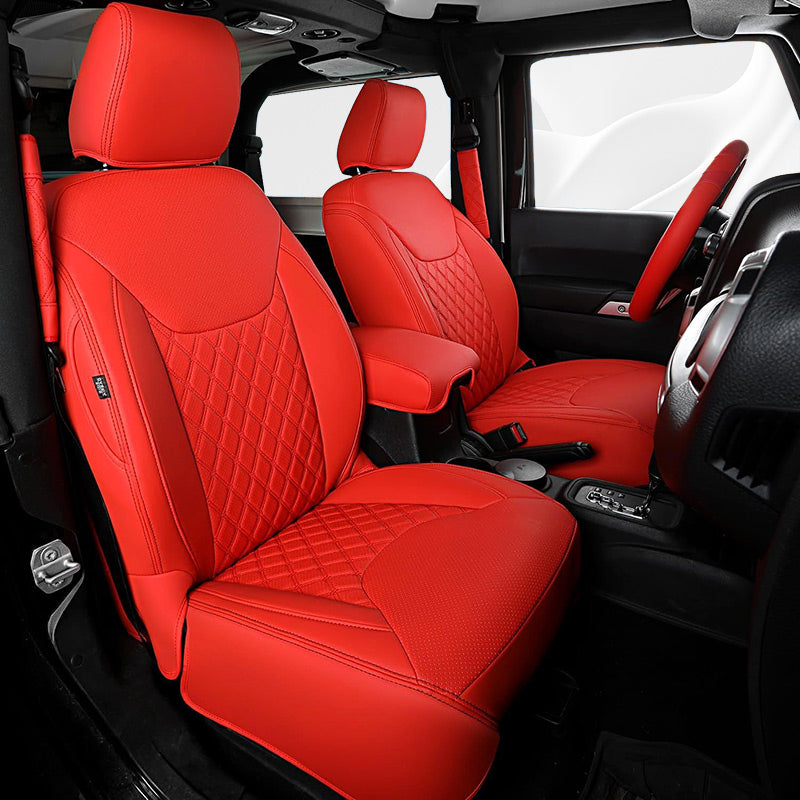 Premium Leather Car Seat Covers Full Set for Jeep Wrangler (2007-2024)