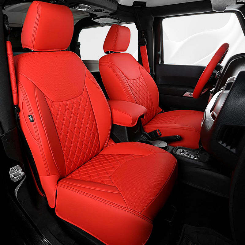 Premium Leather Car Seat Covers Full Set for Jeep Wrangler (2007-2024)
