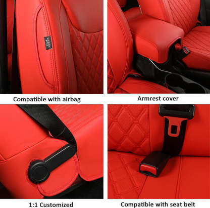 Premium Leather Car Seat Covers Full Set for Jeep Wrangler (2007-2024)